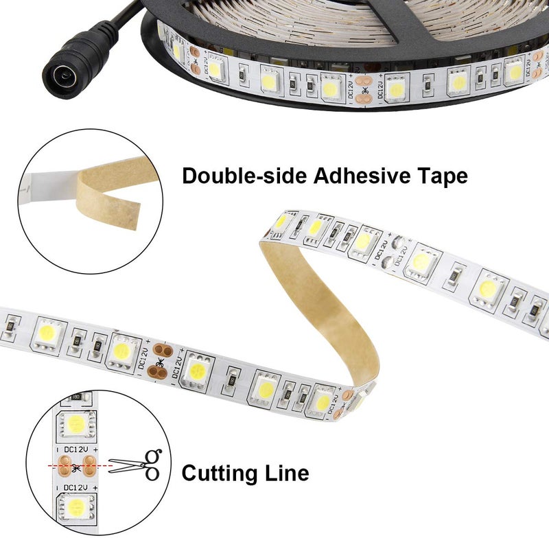 SUPERNIGHT LED Light Strip White, 6000K Daylight White Lights 16.4 Ft 300leds 60leds/m 5050 SMD Flexible Waterproof Tape for Boats, Bathroom, Mirror, Ceiling - Image 2